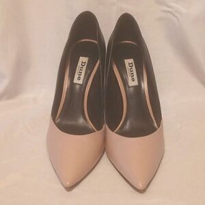 Dune London Anisa black/soft pink 2 tone leather stiletto heels size EU 38 US 7